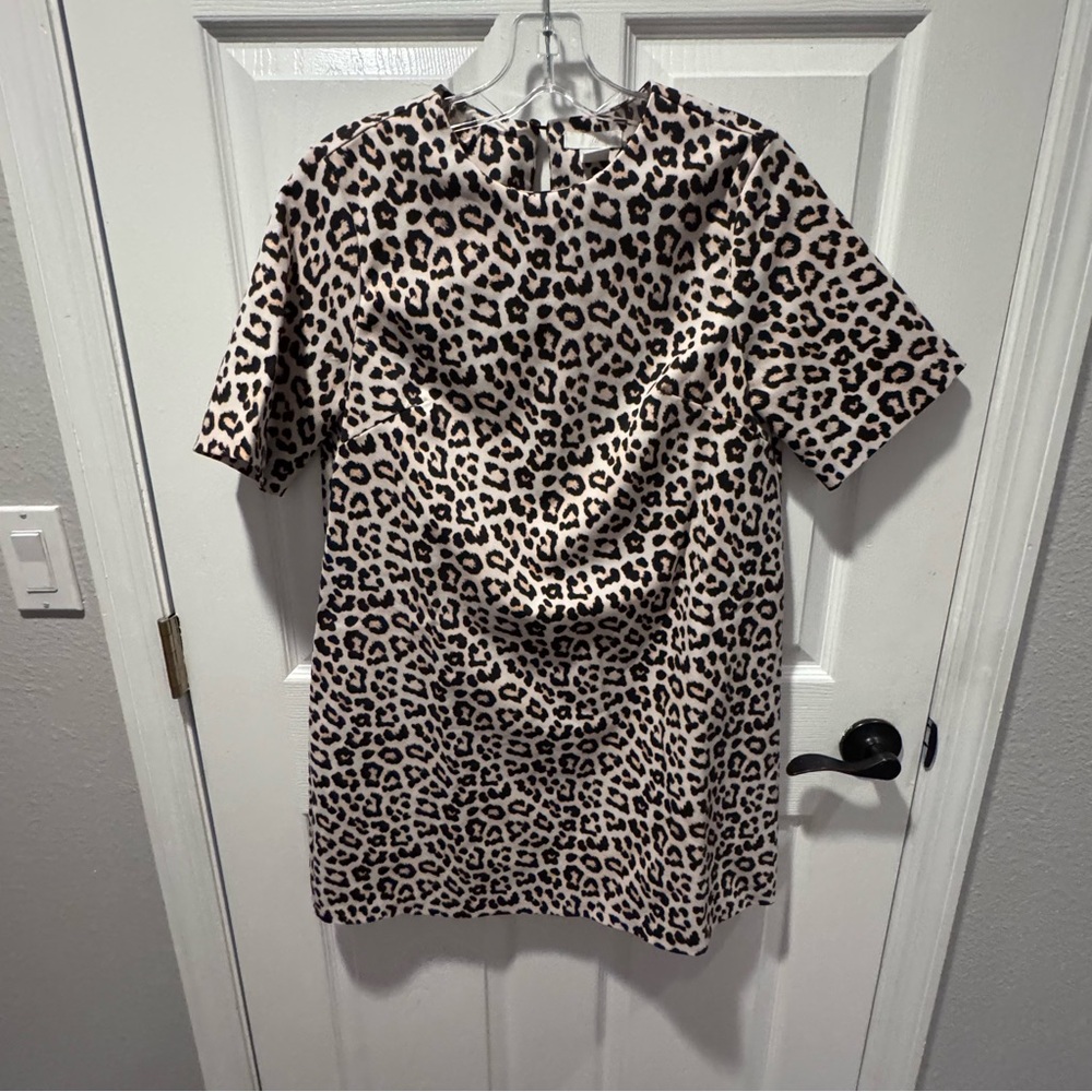 H&M Leopard Print Short Sleeve Shift Dress (Size S)